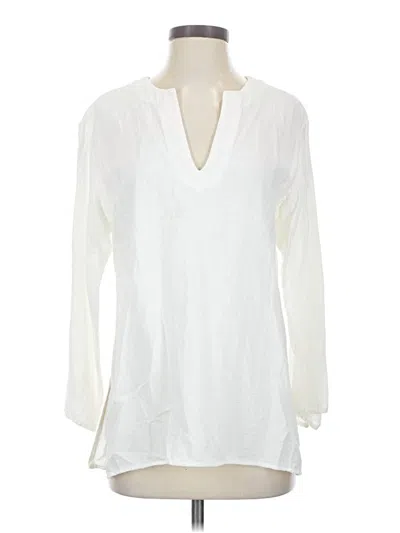 Pre-owned Eileen Fisher Long Sleeve Blouse In Ivory