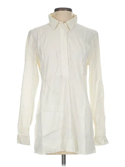 Pre-owned Eileen Fisher Long Sleeve Blouse In Ivory