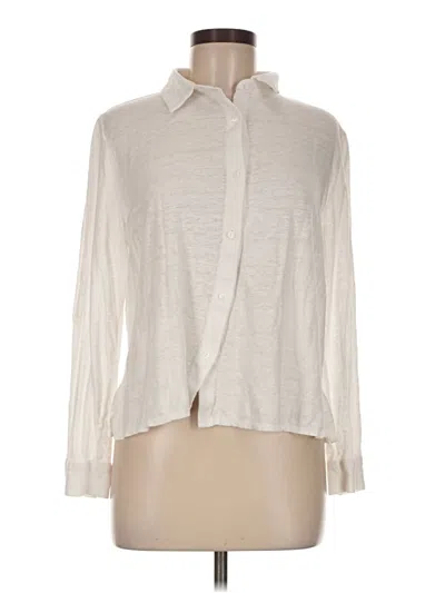 Pre-owned Eileen Fisher Long Sleeve Blouse In Ivory