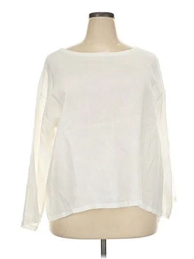 Pre-owned Eileen Fisher Long Sleeve Blouse In Ivory