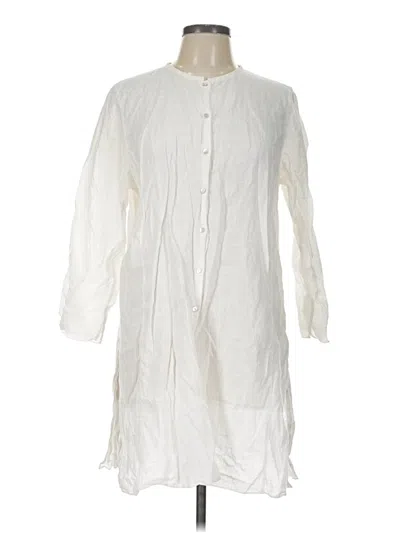 Pre-owned Eileen Fisher Long Sleeve Blouse In Ivory