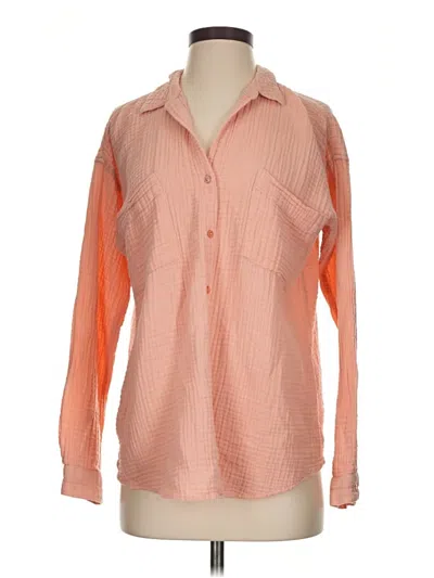 Pre-owned Eileen Fisher Long Sleeve Blouse In Orange