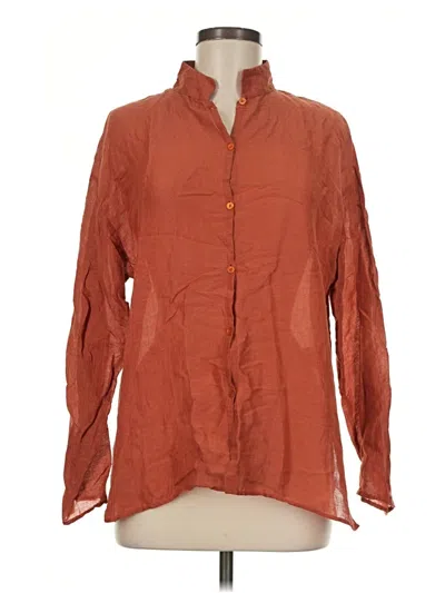 Pre-owned Eileen Fisher Long Sleeve Blouse In Orange