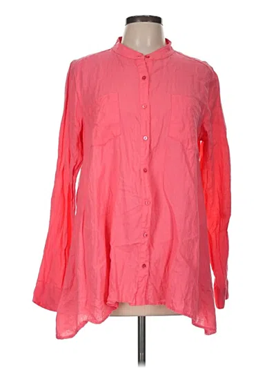 Pre-owned Eileen Fisher Long Sleeve Blouse In Pink