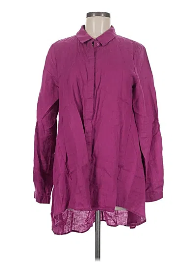 Pre-owned Eileen Fisher Long Sleeve Blouse In Purple