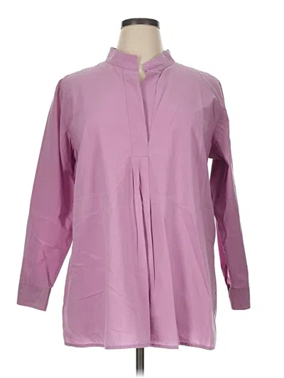 Pre-owned Eileen Fisher Long Sleeve Blouse In Purple