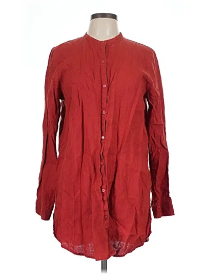 Pre-owned Eileen Fisher Long Sleeve Blouse In Red