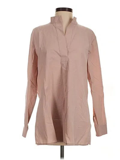 Pre-owned Eileen Fisher Long Sleeve Blouse In Tan