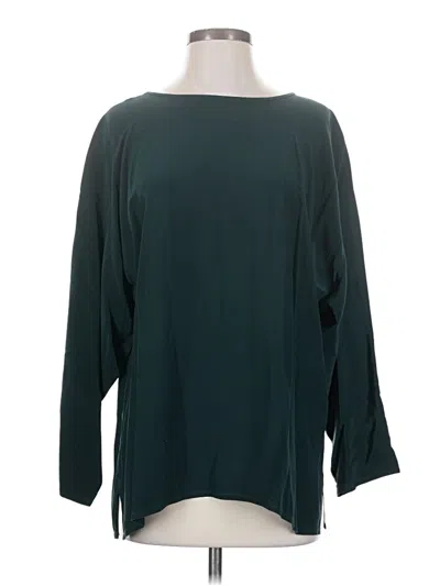 Pre-owned Eileen Fisher Long Sleeve Blouse In Teal