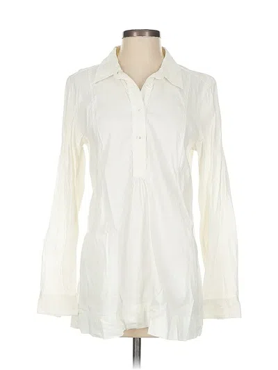 Pre-owned Eileen Fisher Long Sleeve Blouse In White