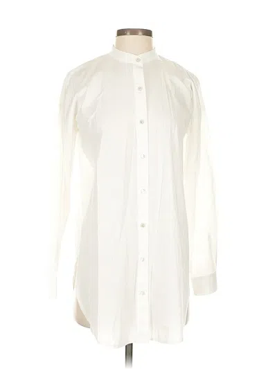 Pre-owned Eileen Fisher Long Sleeve Blouse In White