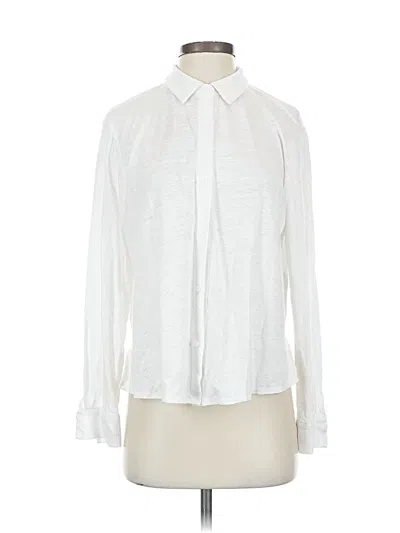 Pre-owned Eileen Fisher Long Sleeve Blouse In White