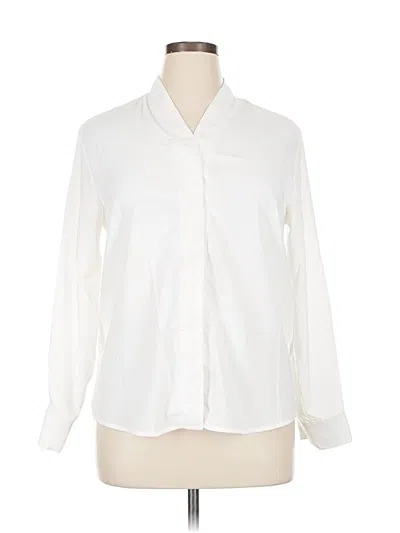 Pre-owned Eileen Fisher Long Sleeve Blouse In White