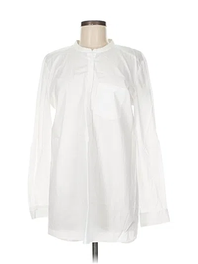 Pre-owned Eileen Fisher Long Sleeve Blouse In White
