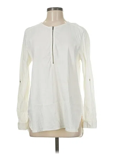 Pre-owned Eileen Fisher Long Sleeve Blouse In White