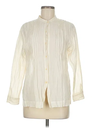 Pre-owned Eileen Fisher Long Sleeve Blouse In White
