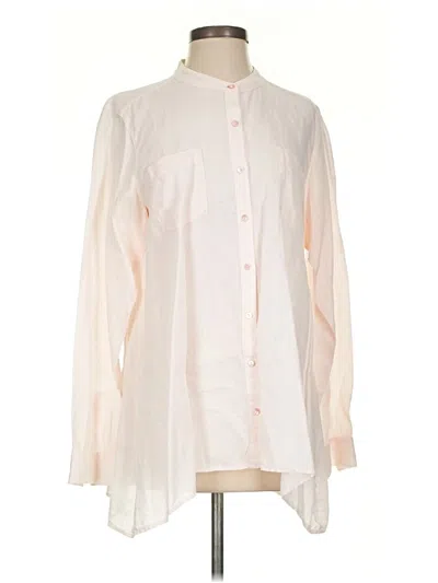 Pre-owned Eileen Fisher Long Sleeve Blouse In White