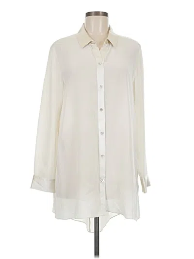 Pre-owned Eileen Fisher Long Sleeve Blouse In White
