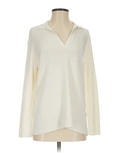 Pre-owned Eileen Fisher Long Sleeve Blouse In White