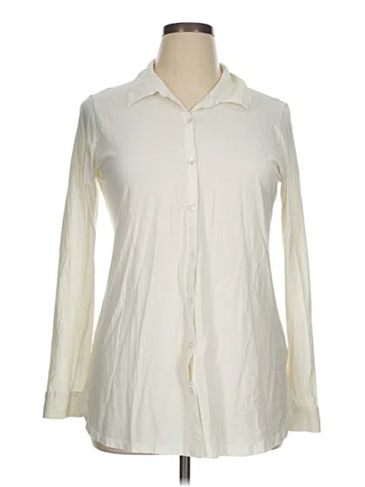 Pre-owned Eileen Fisher Long Sleeve Blouse In White