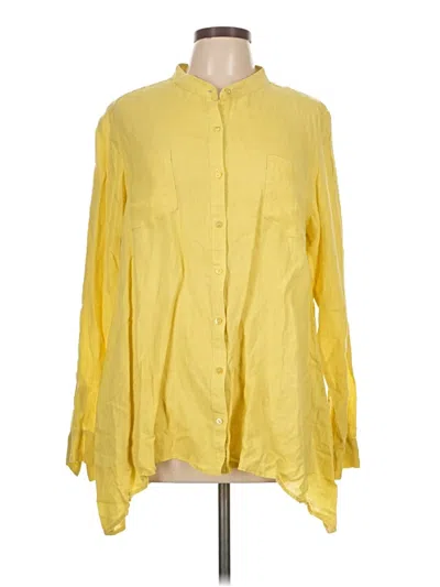 Pre-owned Eileen Fisher Long Sleeve Blouse In Yellow