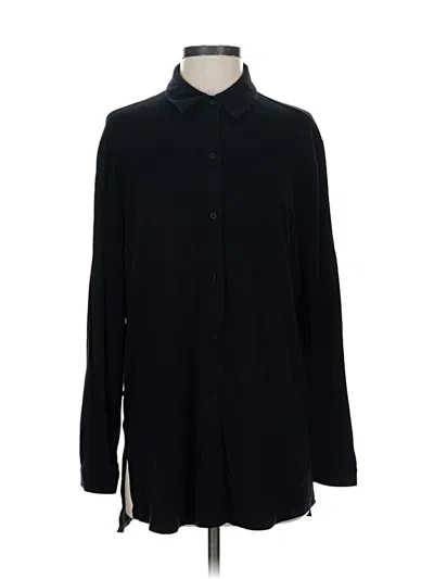 Pre-owned Eileen Fisher Long Sleeve Button Down Shirt In Black