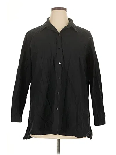 Pre-owned Eileen Fisher Long Sleeve Button Down Shirt In Black