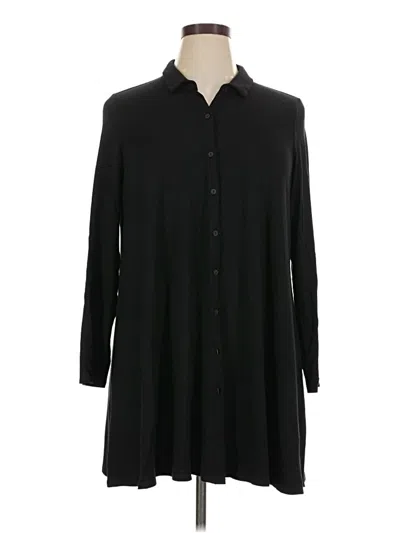 Pre-owned Eileen Fisher Long Sleeve Button Down Shirt In Black
