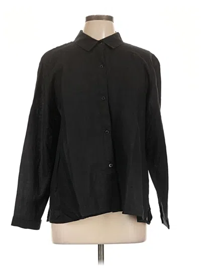 Pre-owned Eileen Fisher Long Sleeve Button Down Shirt In Black