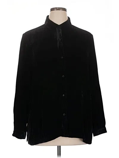 Pre-owned Eileen Fisher Long Sleeve Button Down Shirt In Black