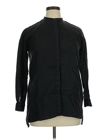 Pre-owned Eileen Fisher Long Sleeve Button Down Shirt In Black
