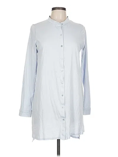 Pre-owned Eileen Fisher Long Sleeve Button Down Shirt In Blue