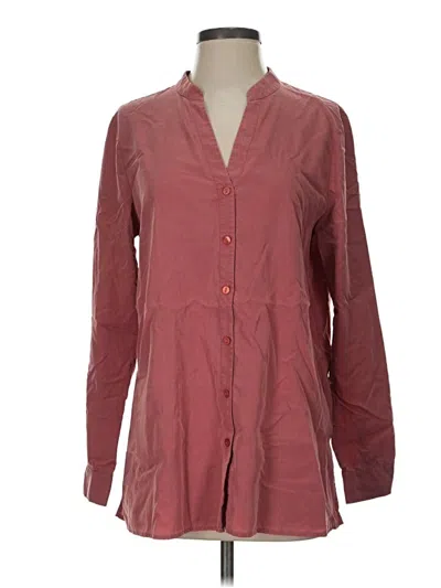 Pre-owned Eileen Fisher Long Sleeve Button Down Shirt In Burgundy