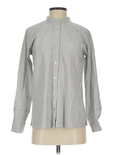 Pre-owned Eileen Fisher Long Sleeve Button Down Shirt In Gray