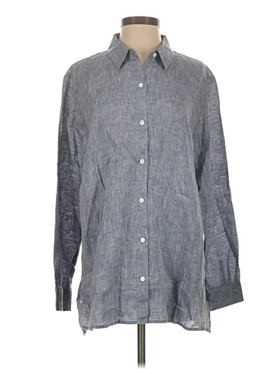 Pre-owned Eileen Fisher Long Sleeve Button Down Shirt In Gray