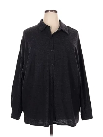 Pre-owned Eileen Fisher Long Sleeve Button Down Shirt In Gray