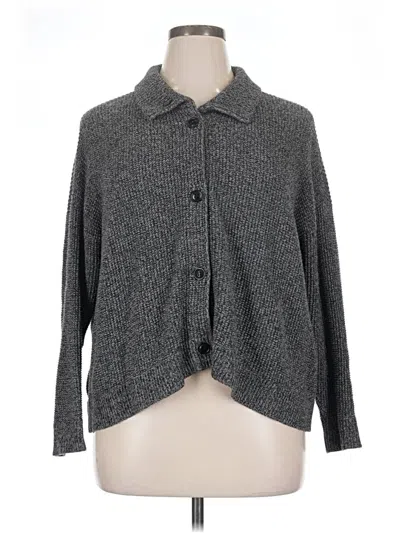 Pre-owned Eileen Fisher Long Sleeve Button Down Shirt In Gray