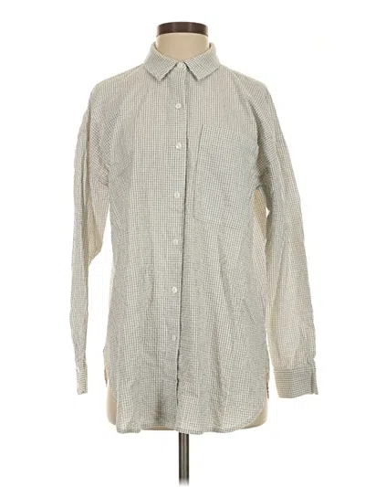 Pre-owned Eileen Fisher Long Sleeve Button Down Shirt In Gray