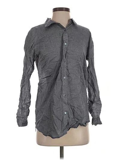 Pre-owned Eileen Fisher Long Sleeve Button Down Shirt In Gray