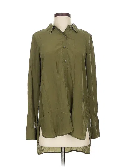 Pre-owned Eileen Fisher Long Sleeve Button Down Shirt In Green