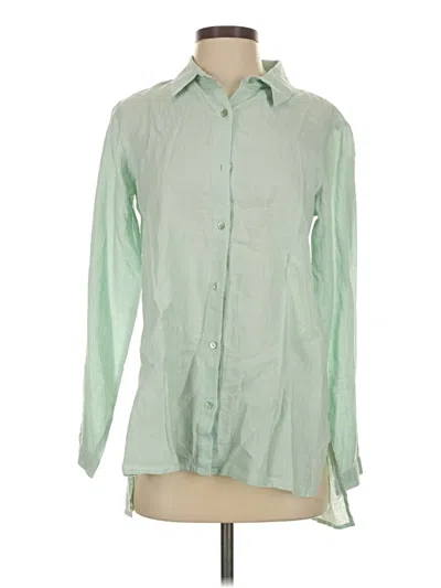 Eileen Fisher Long Sleeve Button Down Shirt In Green