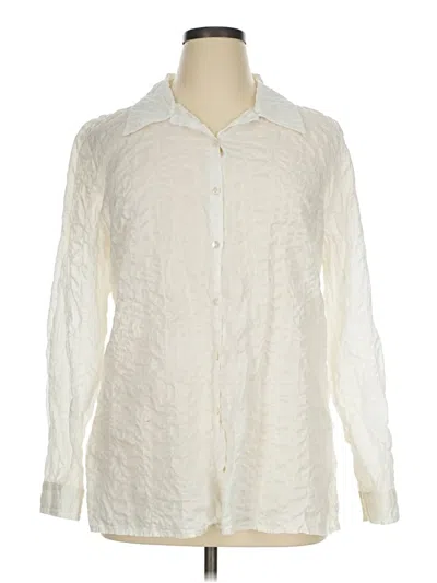 Pre-owned Eileen Fisher Long Sleeve Button Down Shirt In Ivory