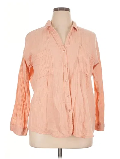 Pre-owned Eileen Fisher Long Sleeve Button Down Shirt In Orange