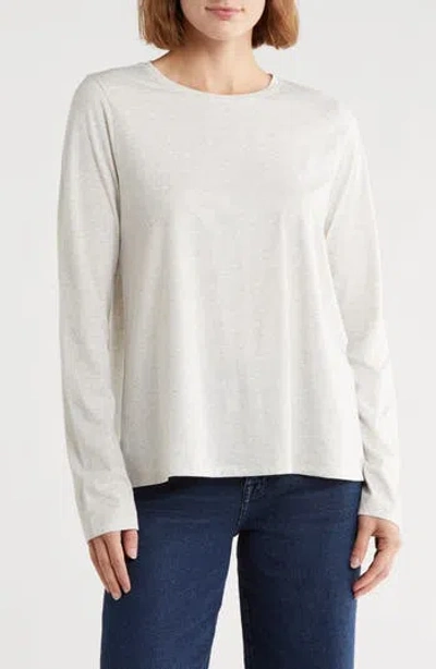 Eileen Fisher Long Sleeve Crewneck Organic Cotton Top In White