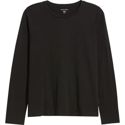Eileen Fisher Long Sleeve Crewneck T-shirt In Black