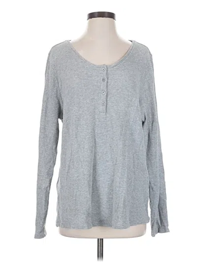 Pre-owned Eileen Fisher Long Sleeve Henley Shirt In Gray