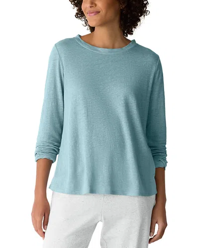 Eileen Fisher Long Sleeve Linen Tee In Blue