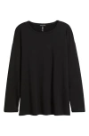 Eileen Fisher Long Sleeve Longline Top In Black