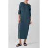 Eileen Fisher Stretch Jersey Knit Jewel Neck Dress In Blue