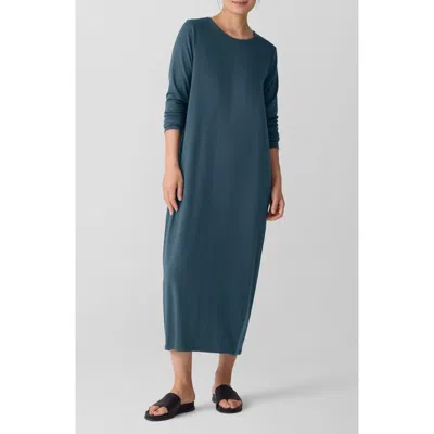 Eileen Fisher Stretch Jersey Knit Oval Dress In Blue
